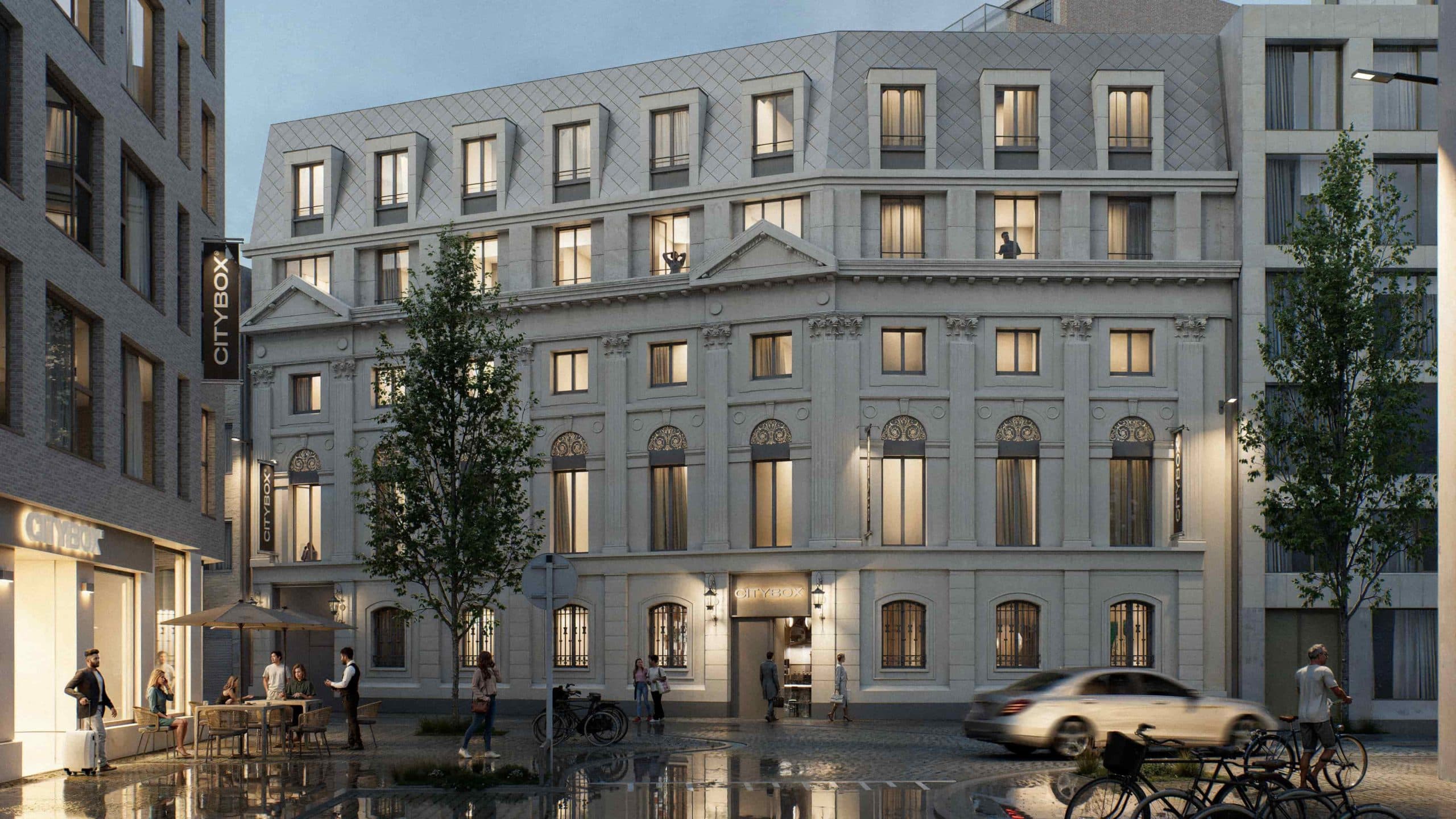 Rendering of future expansion of Citybox Antwerp