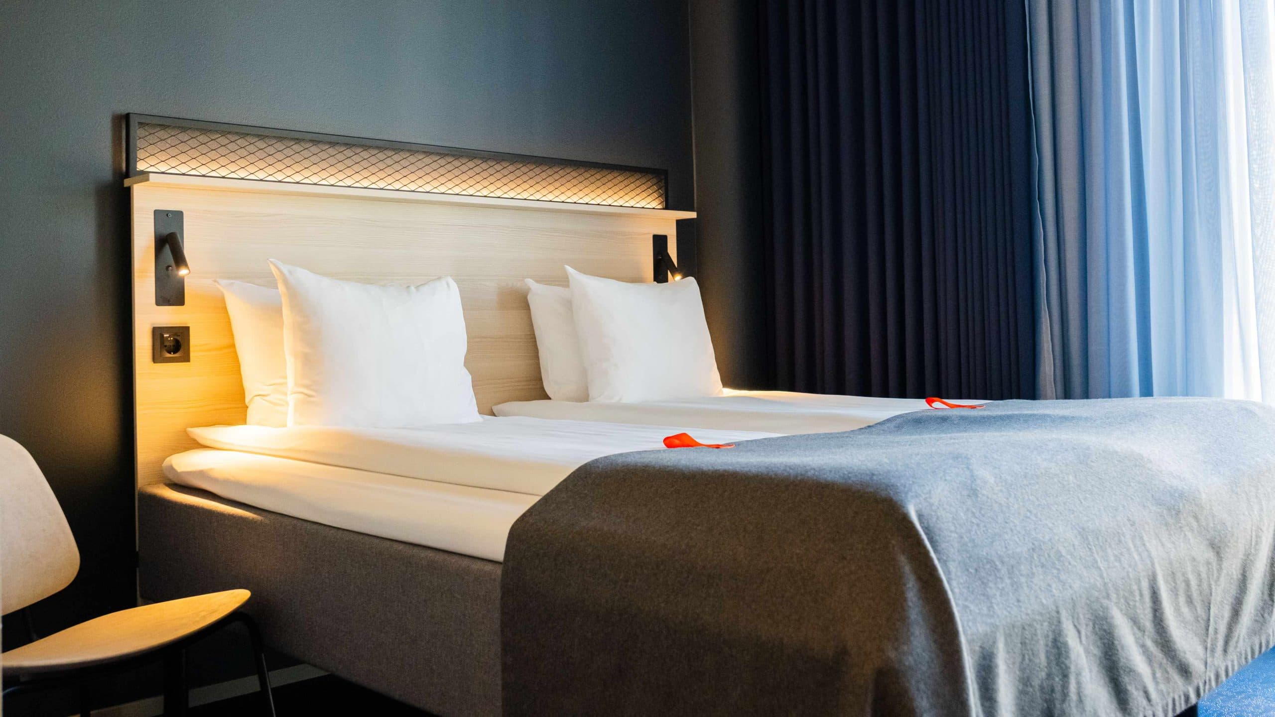 Close up picture of the bed in the double room small